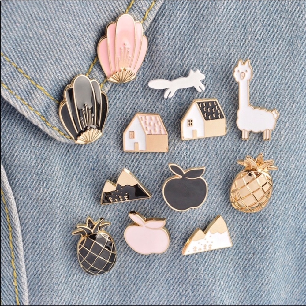 12 Piece Cartoon Fashion Enamel Pin Set